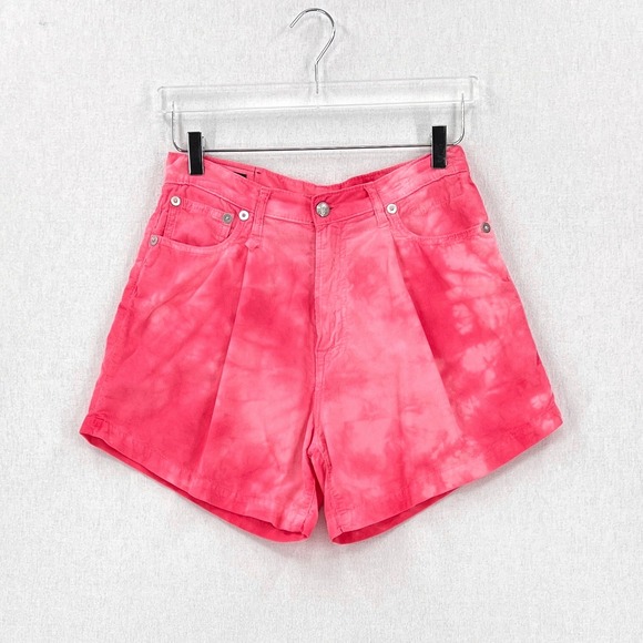 R13 Damon Pleated Shorts Fuchsia Corduroy Tie Dye Women 25 Baggy Relaxed Slouchy - Picture 4 of 16